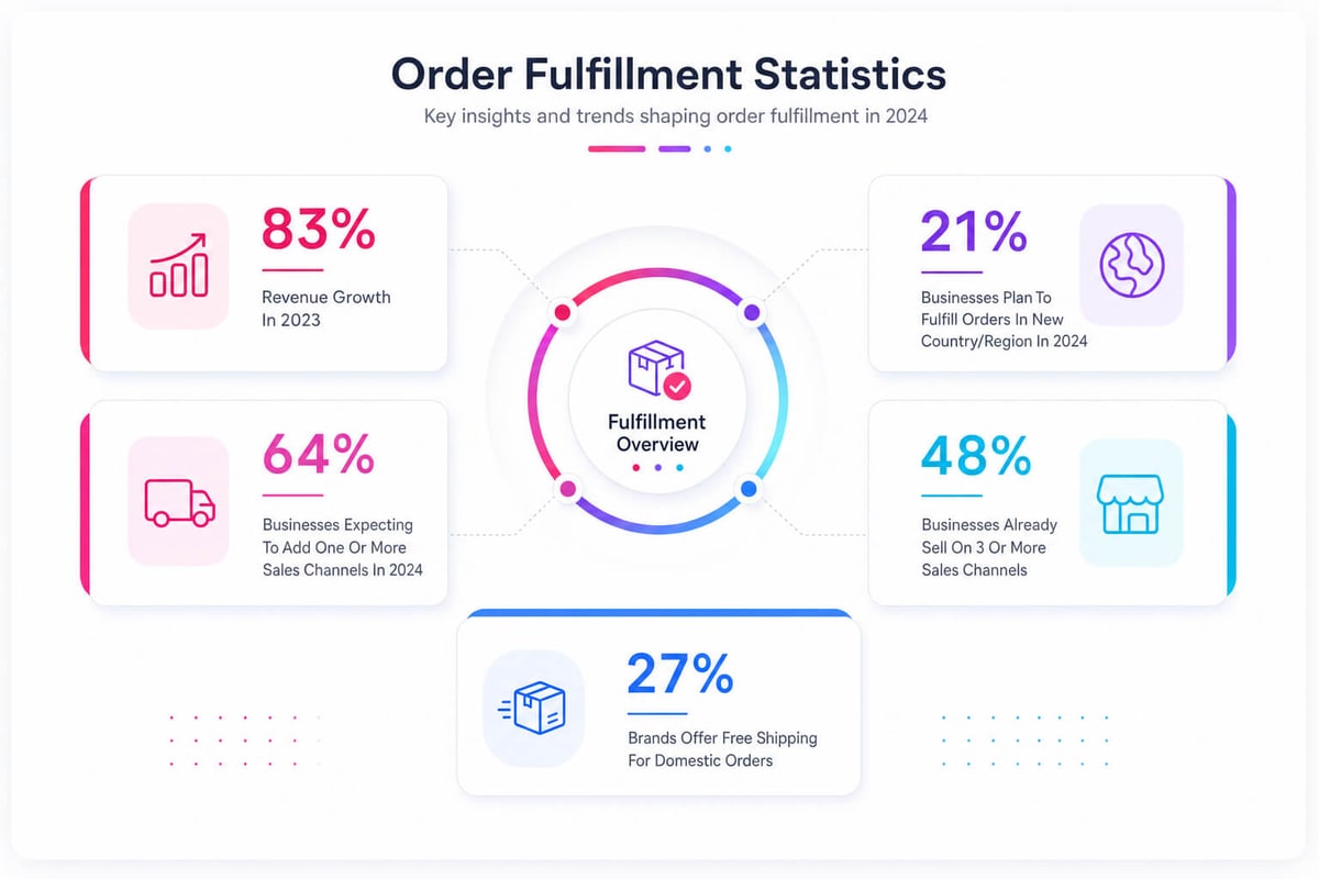 Order fulfillment statistics for 2024, including 83% revenue growth and 48% of sellers on three or more channels