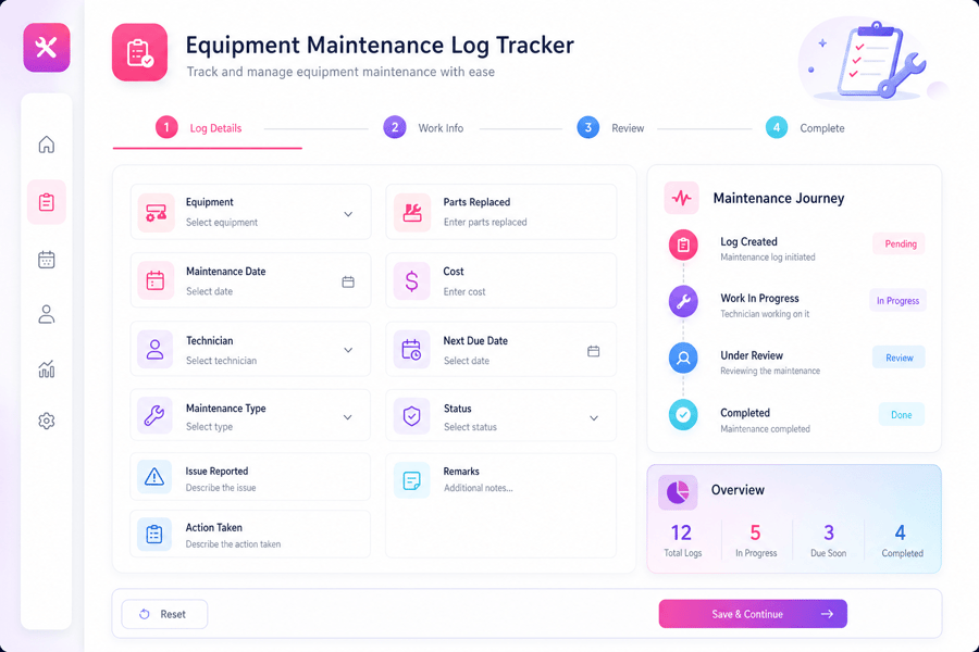 Equipment Maintenance Log Tracker